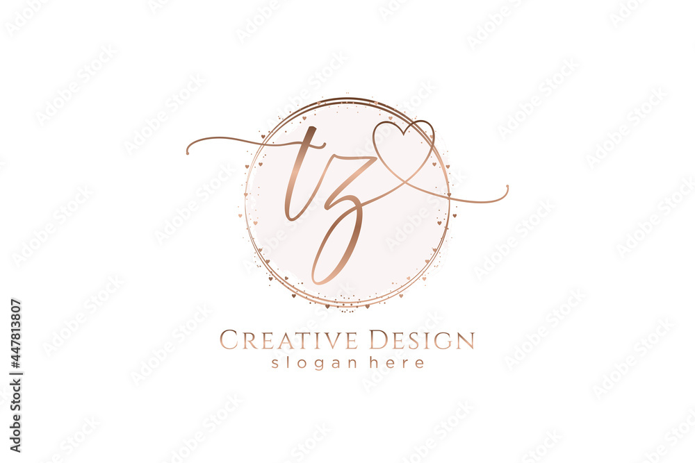 Initial TZ handwriting logo with circle template vector logo of initial ...