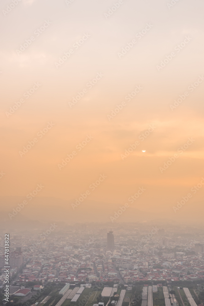 sunset cityscape of Puli town