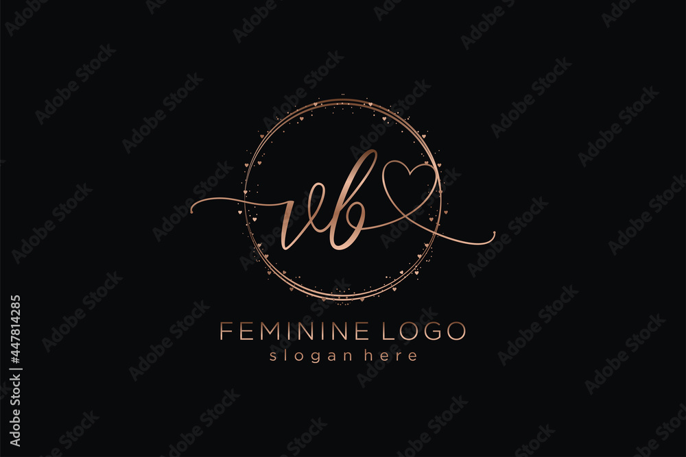 Initial VB handwriting logo with circle template vector logo of initial ...