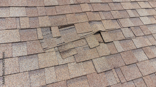 damaged roof shingles in need of repair