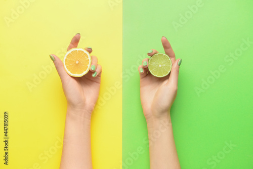 Female hands with citrus fr...