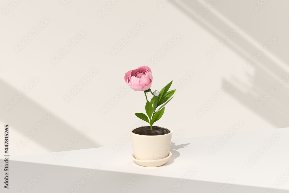 Tree pot in white background. minimal concept idea creative. 3D render. Tree pot in white background. minimal concept idea creative. 3D render.