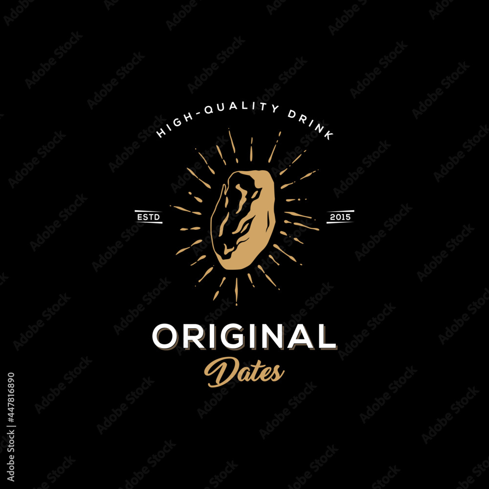 Fototapeta premium Retro vintage dates drink for cafe emblem label logo design 