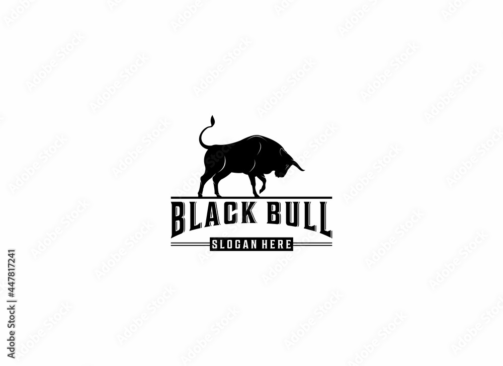 black bull logo with bull illustration showing its horns black bull logo with bull illustration showing its horns