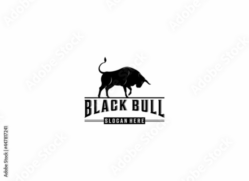 black bull logo with bull illustration showing its horns