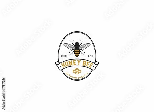honey bee logo template in white background
