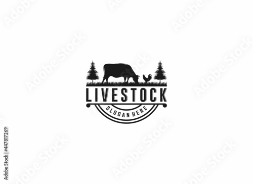 livestock logo inspiration Vector illustration concept in white backgroung