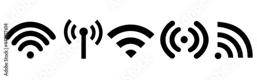 WI-FI and wireless icon. Wi-fi signal collection. Remote internet access collection. Internet Connection symbol.