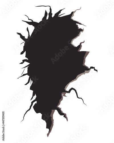 Cracked wall with black hole