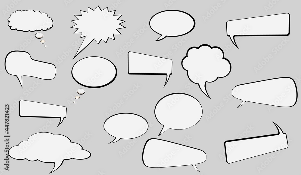 Obraz premium Set of comic speech bubbles. Cartoon vector illustration