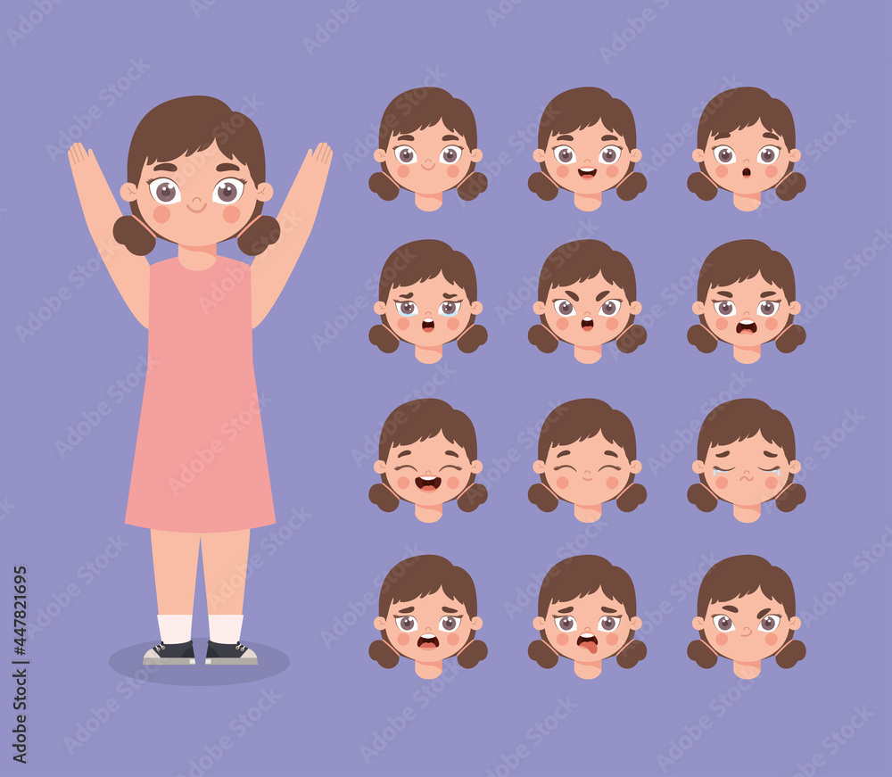 twelve young girl expressions twelve young girl expressions