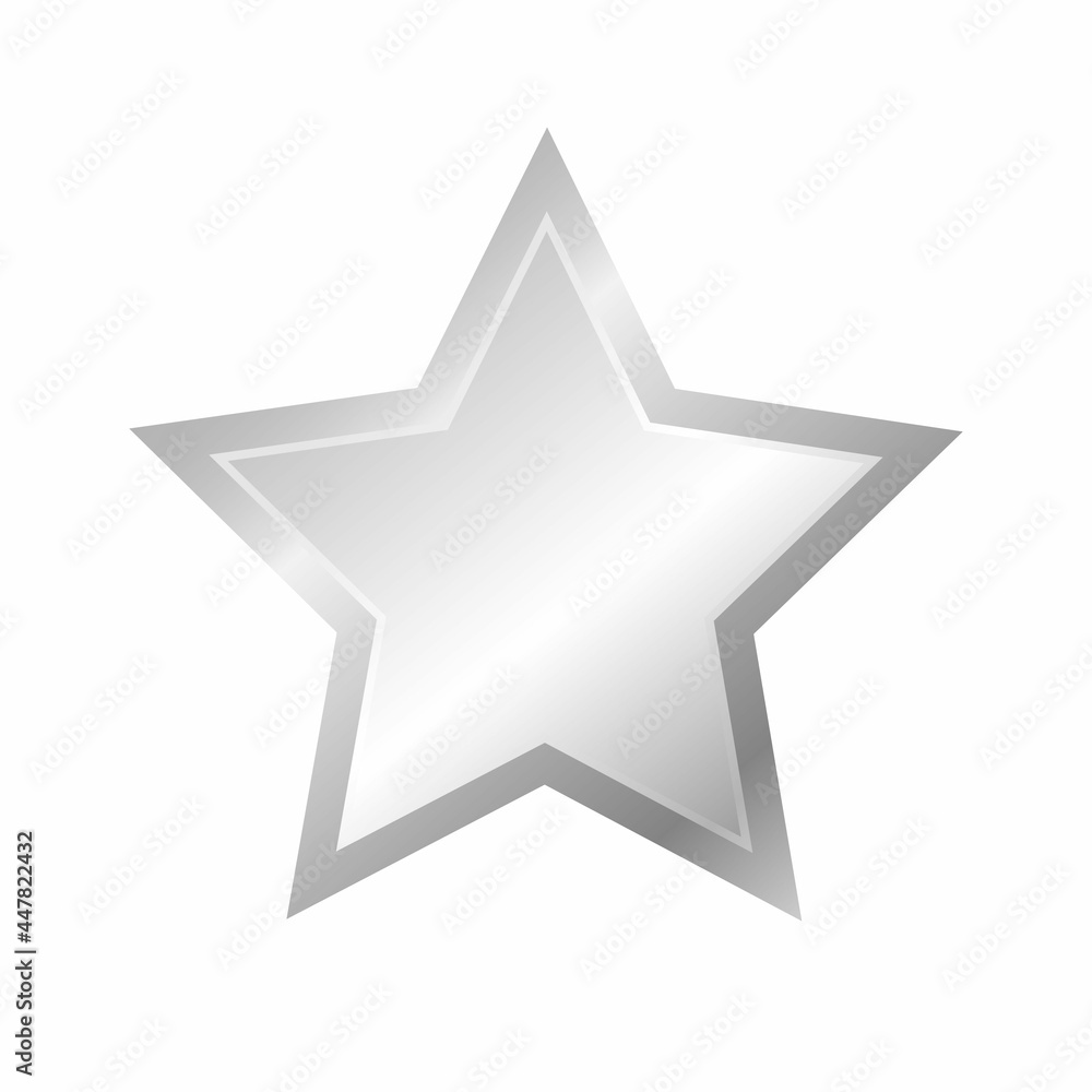 Shining silver star. Isolated on a white background. 3 D. Vector illustration. Shining silver star. Isolated on a white background. 3 D. Vector illustration.