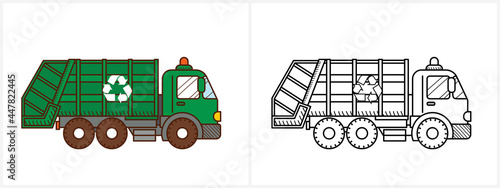 Garbage truck coloring page Garbagetruck side view