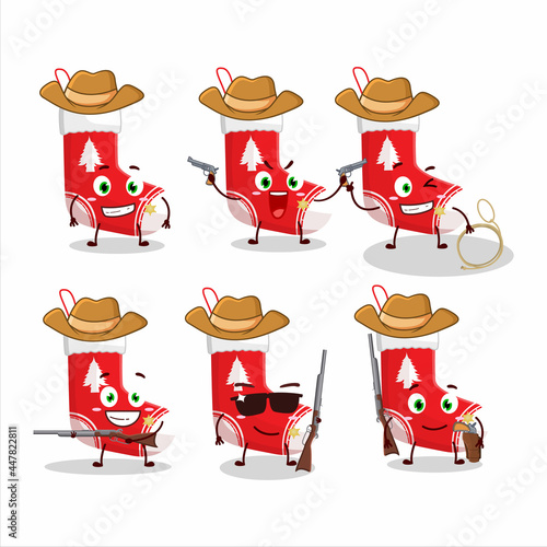 Cool cowboy christmas socks cartoon character with a cute hat