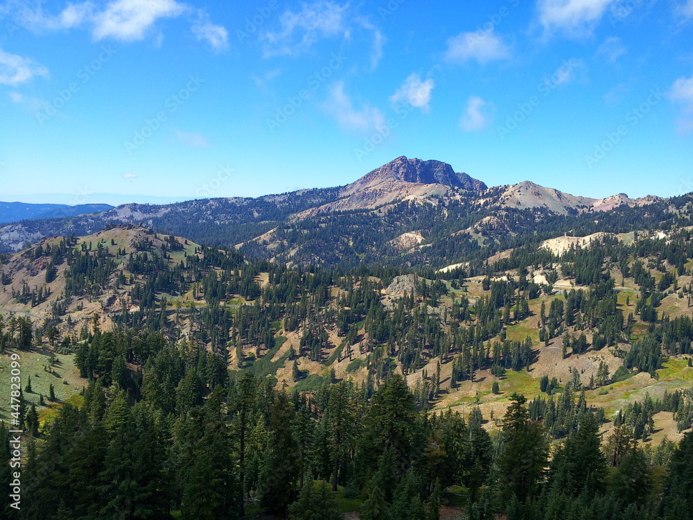 Cascade Mountains landscape from Lassen Peak trail, Lassen Volcanic National Park