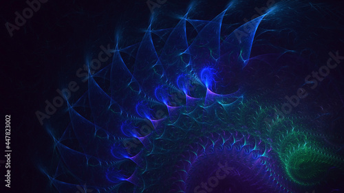 3D rendering abstract blue technology fractal background