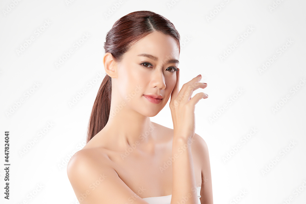 Beautiful young asian woman with clean fresh skin on white background, Face care, Facial treatment, Cosmetology, beauty and spa, Asian women portrait. Beautiful young asian woman with clean fresh skin on white background, Face care, Facial treatment, Cosmetology, beauty and spa, Asian women portrait.