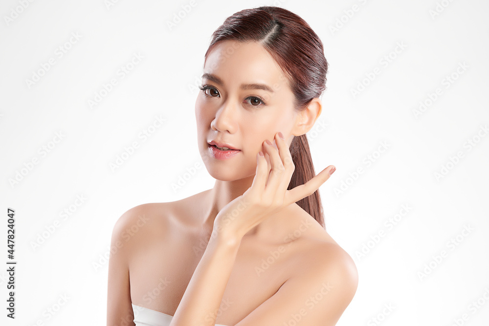 Beautiful young asian woman with clean fresh skin on white background, Face care, Facial treatment, Cosmetology, beauty and spa, Asian women portrait. Beautiful young asian woman with clean fresh skin on white background, Face care, Facial treatment, Cosmetology, beauty and spa, Asian women portrait.
