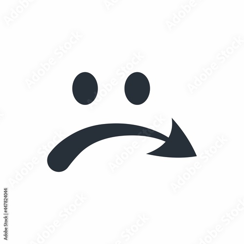 Sad smile . Angry. Vector icon isolated on white background.
