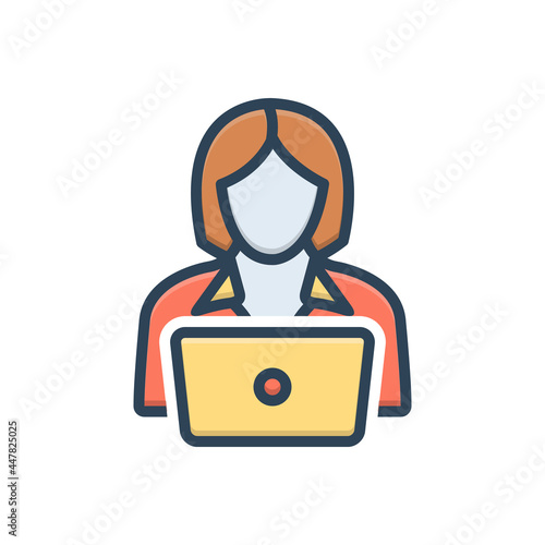 Color illustration icon for worker 
