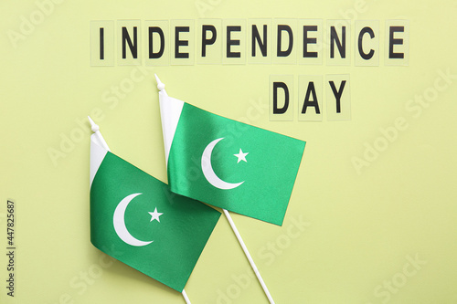 Flags of Pakistan and text ...