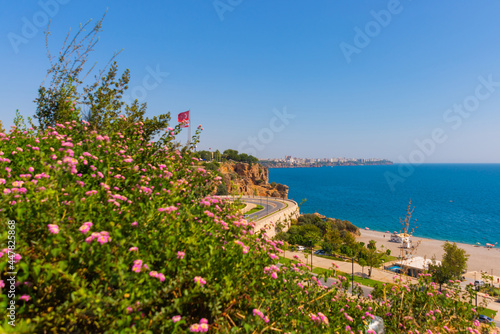 ANTALYA, TURKEY: Serpentine road leads to Konyaalti beach on a sunny summer day in Antalya. © Anna ART