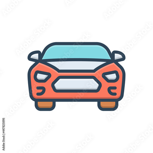 Color illustration icon for car 