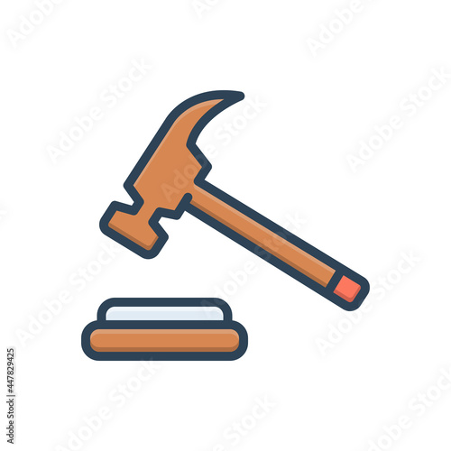 Color illustration icon for hammer  