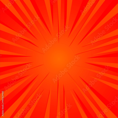 red pop art background retro cartoon explosion rays vector illustration. cartoon explosion