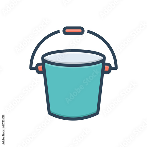 Color illustration icon for bucket