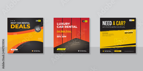Rent a car banner for social media post template