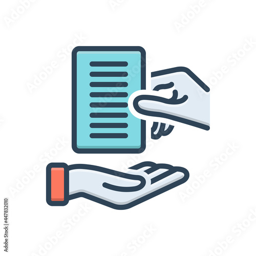 Color illustration icon for obtain