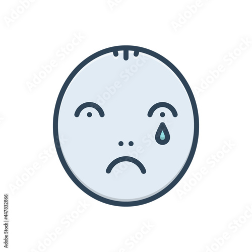Color illustration icon for sad 