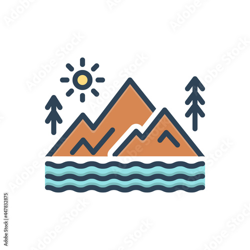 Color illustration icon for valley