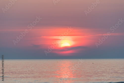 Pink Summer Sunset on the Baltic Sea