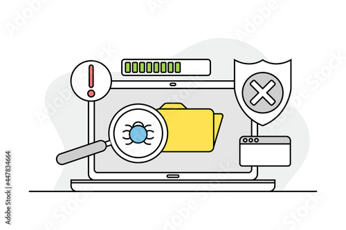 Laptop Monitor as Programmed Machine for Operation Vector Illustration