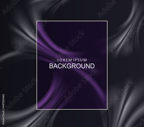 Black illustration with gradient, abstract smooth folds of fabric