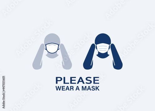 Wear a face mask: masks required for entry sign. please put on your mask. pictogram person icon. editable stroke illustration