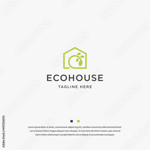 House leaf eco house logo icon design template vector