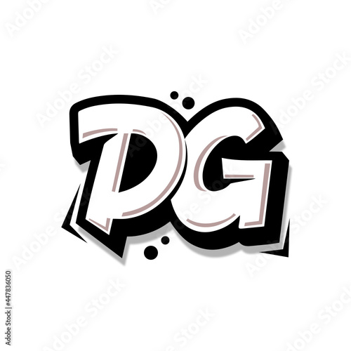 Simple Initial Logo Lettering Cartoon Grafity Black and White DG