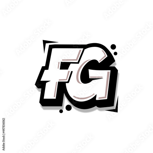 Simple Initial Logo Lettering Cartoon Grafity Black and White FG
