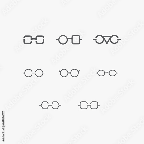 Set glasses logo icon design template vector