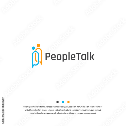 People with chat bubble talk logo icon design template vector