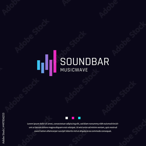 Sound Bar audio wave colorful gradient logo icon design template vector 