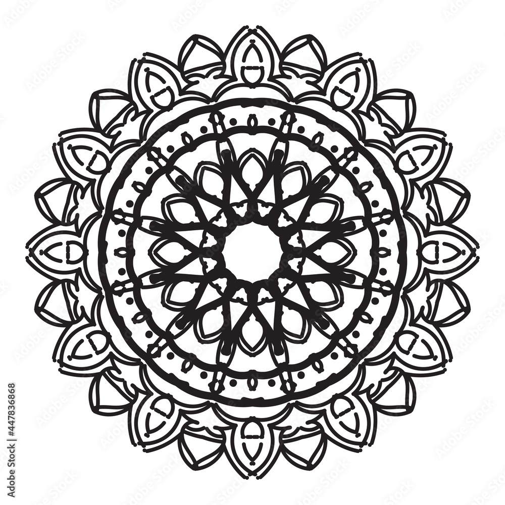 Ornament black white card with mandala Ornament black white card with mandala
