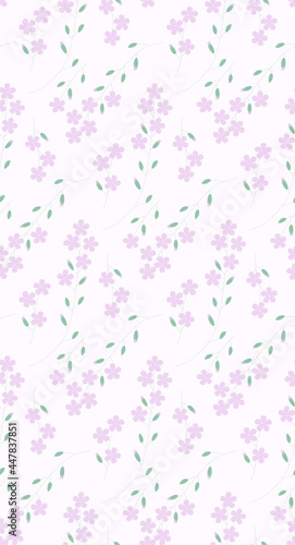 Print with delicate pink flowers