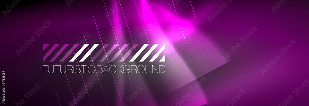Neon glowing lines, magic energy and light motion background. Vector wallpaper template Neon glowing lines, magic energy and light motion background. Vector wallpaper template