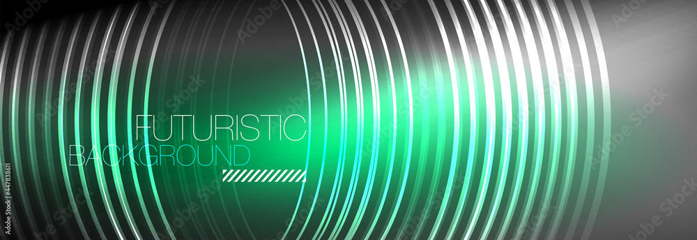 Dark abstract background with glowing neon circles. Trendy layout template for business or technology presentation, internet poster or web brochure cover, wallpaper Dark abstract background with glowing neon circles. Trendy layout template for business or technology presentation, internet poster or web brochure cover, wallpaper