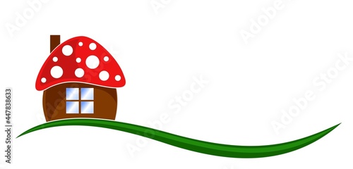 The mushroom house symbol with meadow.