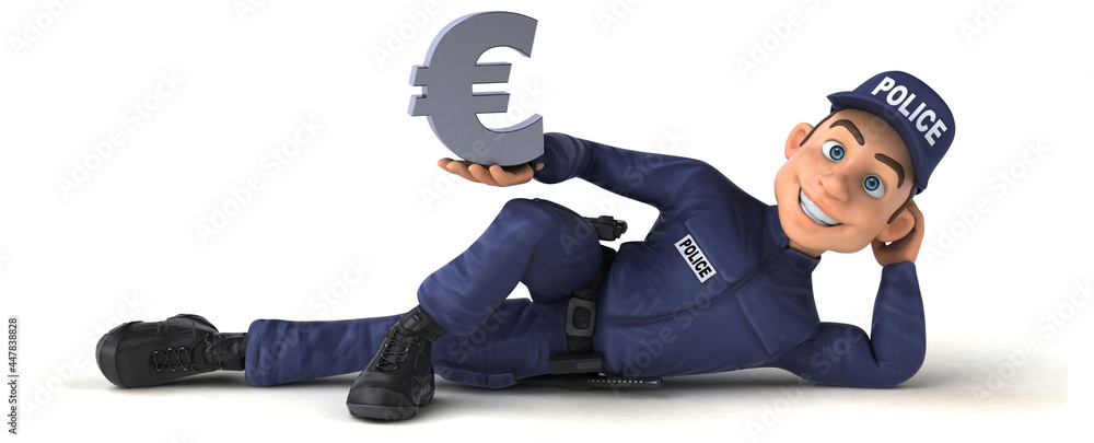 Fun 3D illustration of a cartoon Police Officer Fun 3D illustration of a cartoon Police Officer